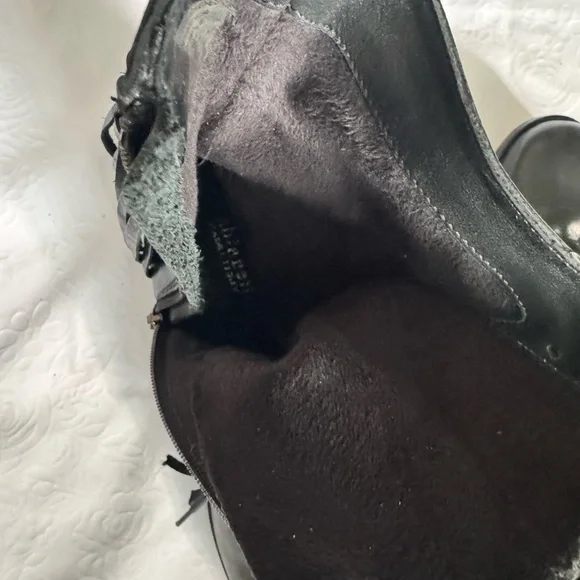 Fabianelli Italian Made Leather Black Fringe Ankle Booties with Buckle Accents - Picture 10 of 13